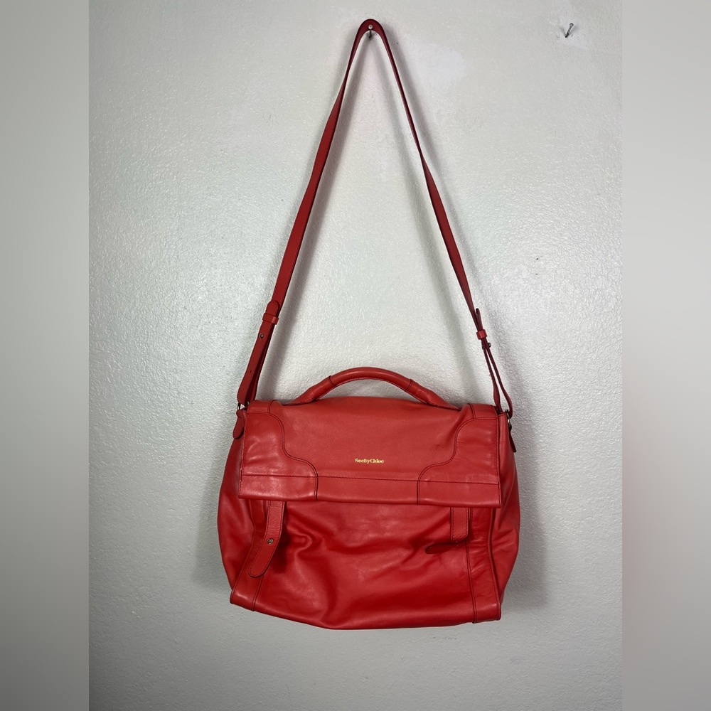 See by Chloe Georgia Peach Leather Messenger Bag